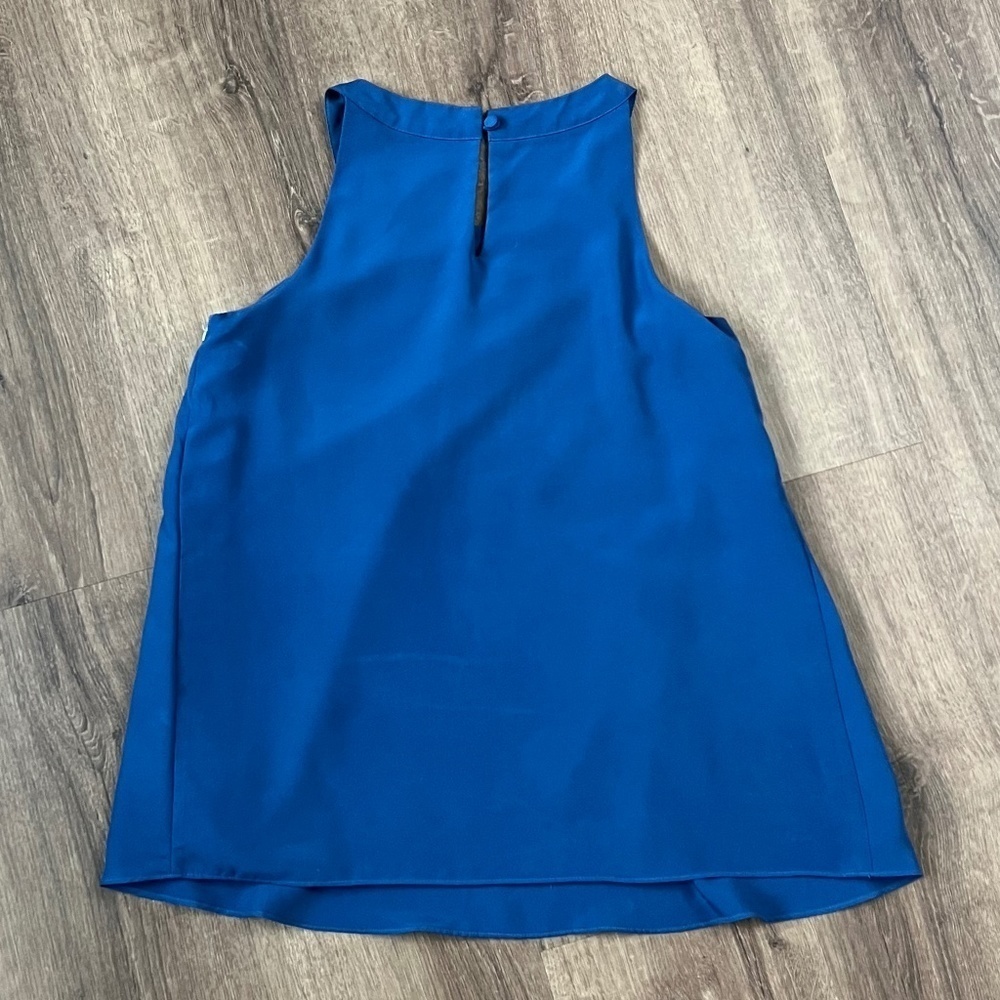 Adrianna Papell Blue Embroidered High Neck Tank Sz XS - Picture 7 of 10
